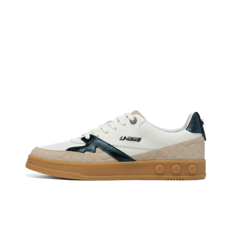 LI NING 1990 001 Нескользящие Легкие Низкие Кроссовки для скейтбординга Мужские Умбра Зеленый Белый