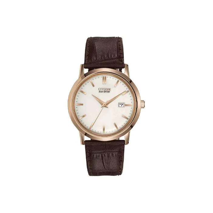 CITIZEN Кварцевый механизм кожаный ремешок часы 40 мм мужские белый циферблат BM7193 07B