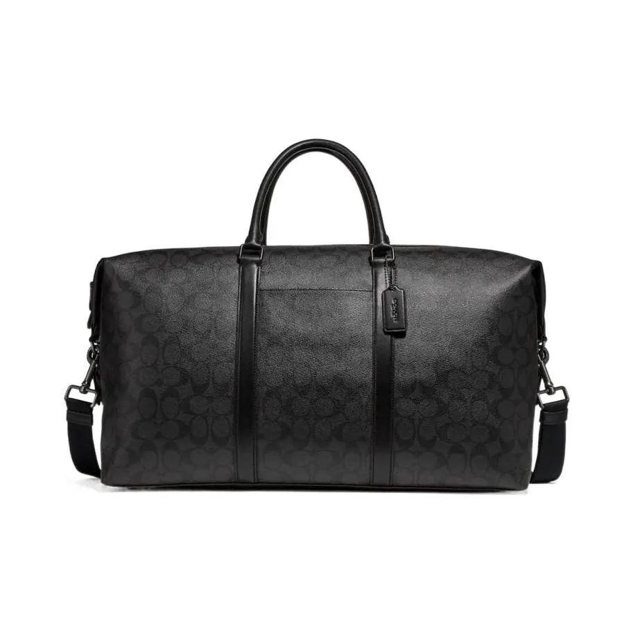 COACH Trekker Canvas With Leather Handbag Crossbody Bag Travel Bag Large Size Men's Black Gray Color