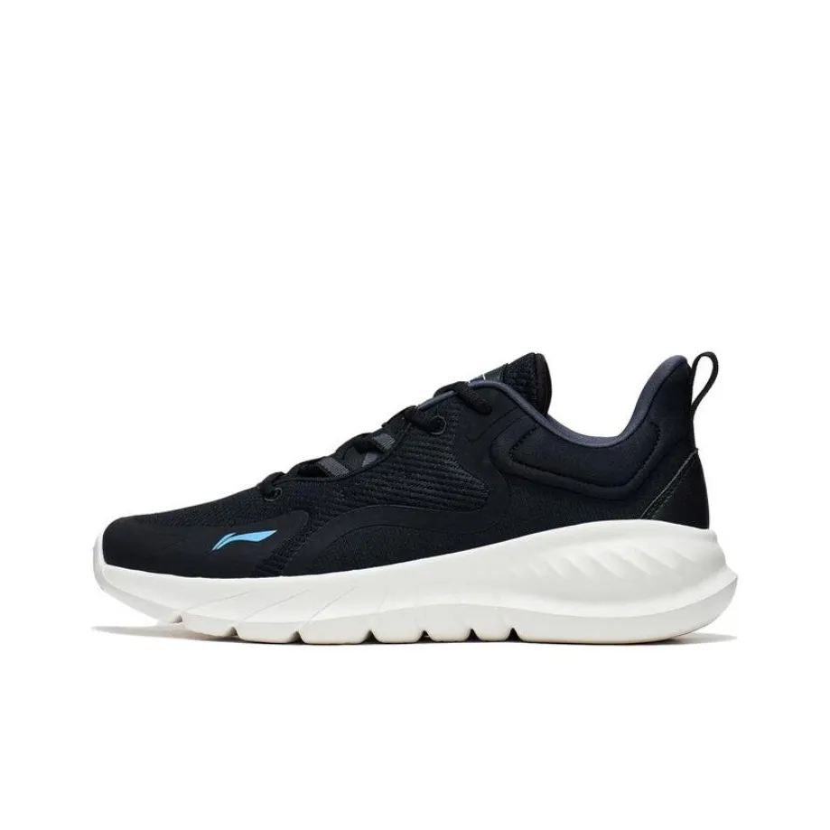 LiNing EasyFit Fle Abrasion Resistant Breathable Cushioning Low Top Running Shoes Men's Black Blue