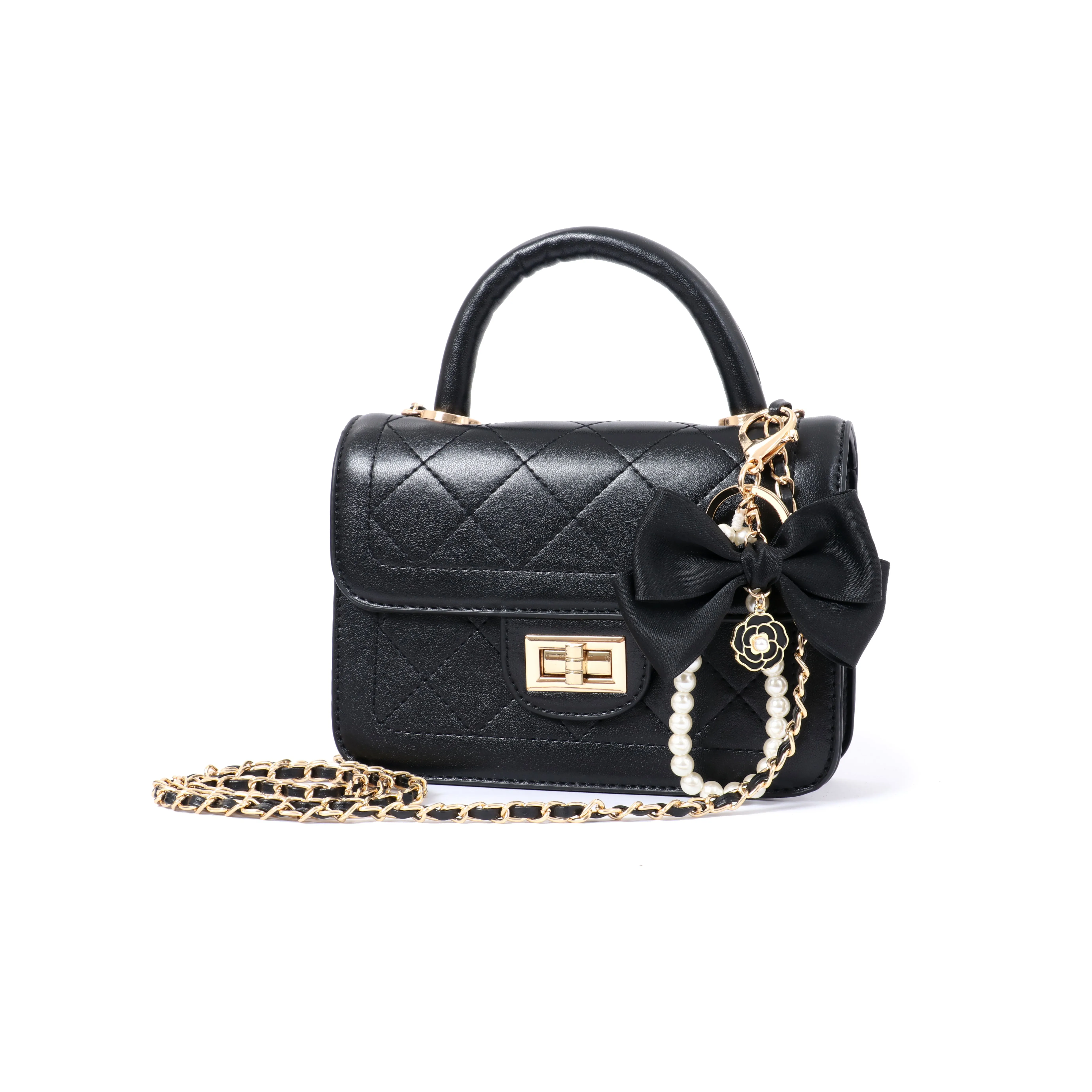 OTA PU Small Square Bag Shoulder Bag Crossbody Bag Handbag Medium Size Women's Black