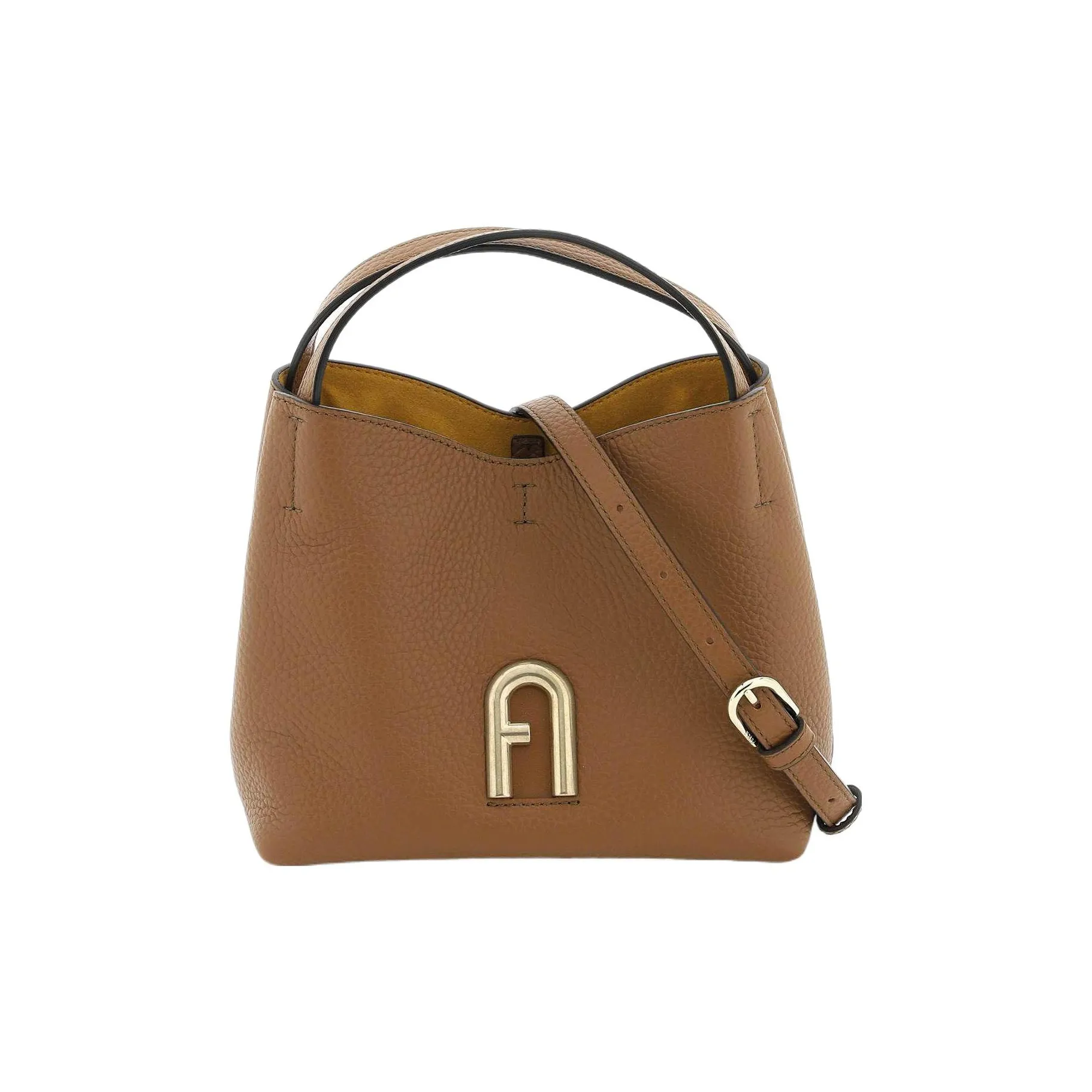 Furla Grain Leather Hobo Bag Crossbody Bag Women's Brown