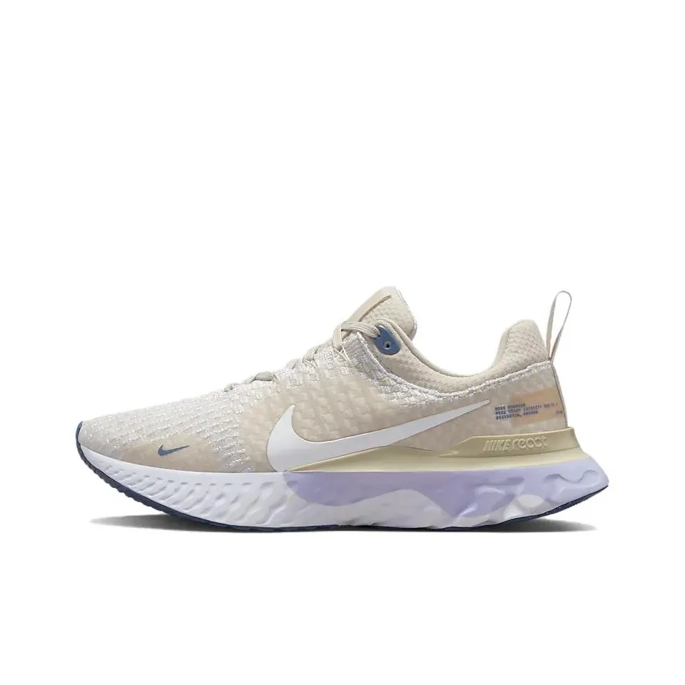 Nike React Infinity Run Flyknit 3 Low Топ Тренировочные Беговые Кроссовки Женские Бежево-фиолетовые
