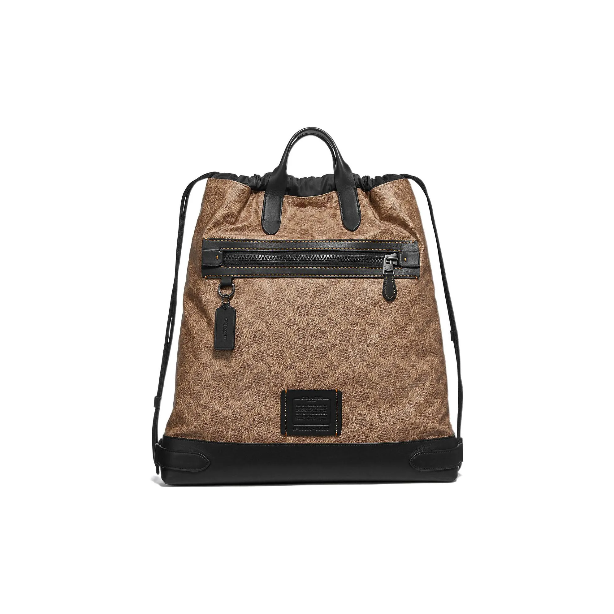 COACH Academy Nylon With Canvas And Leather Backpack Large Size Men's Khaki & Black