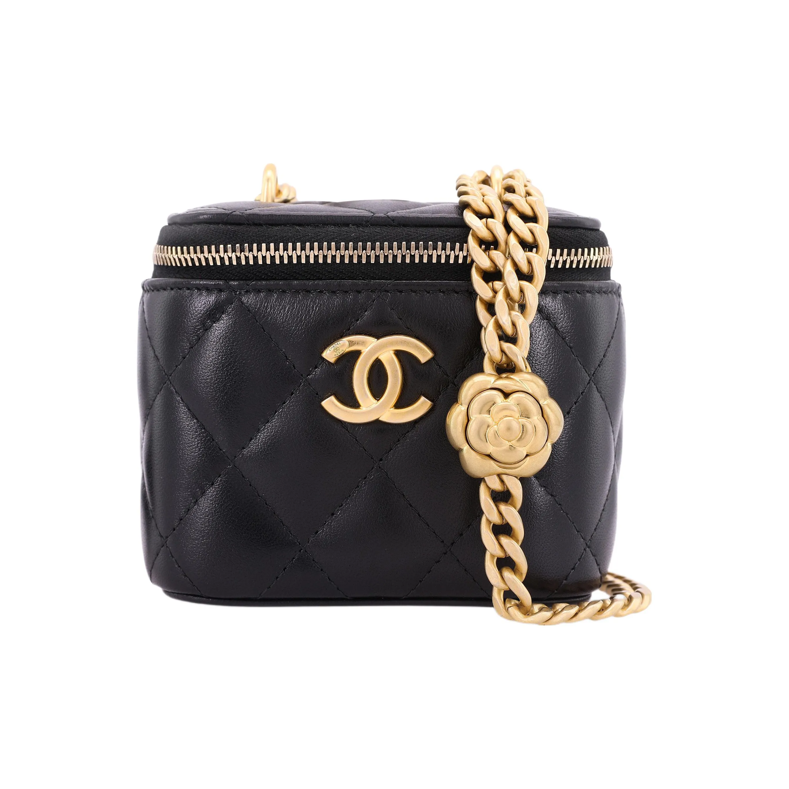 CHANEL Sheepskin Square Box Shoulder Bag, Crossbody Bag, Includes Mirror Trumpets Women's Black