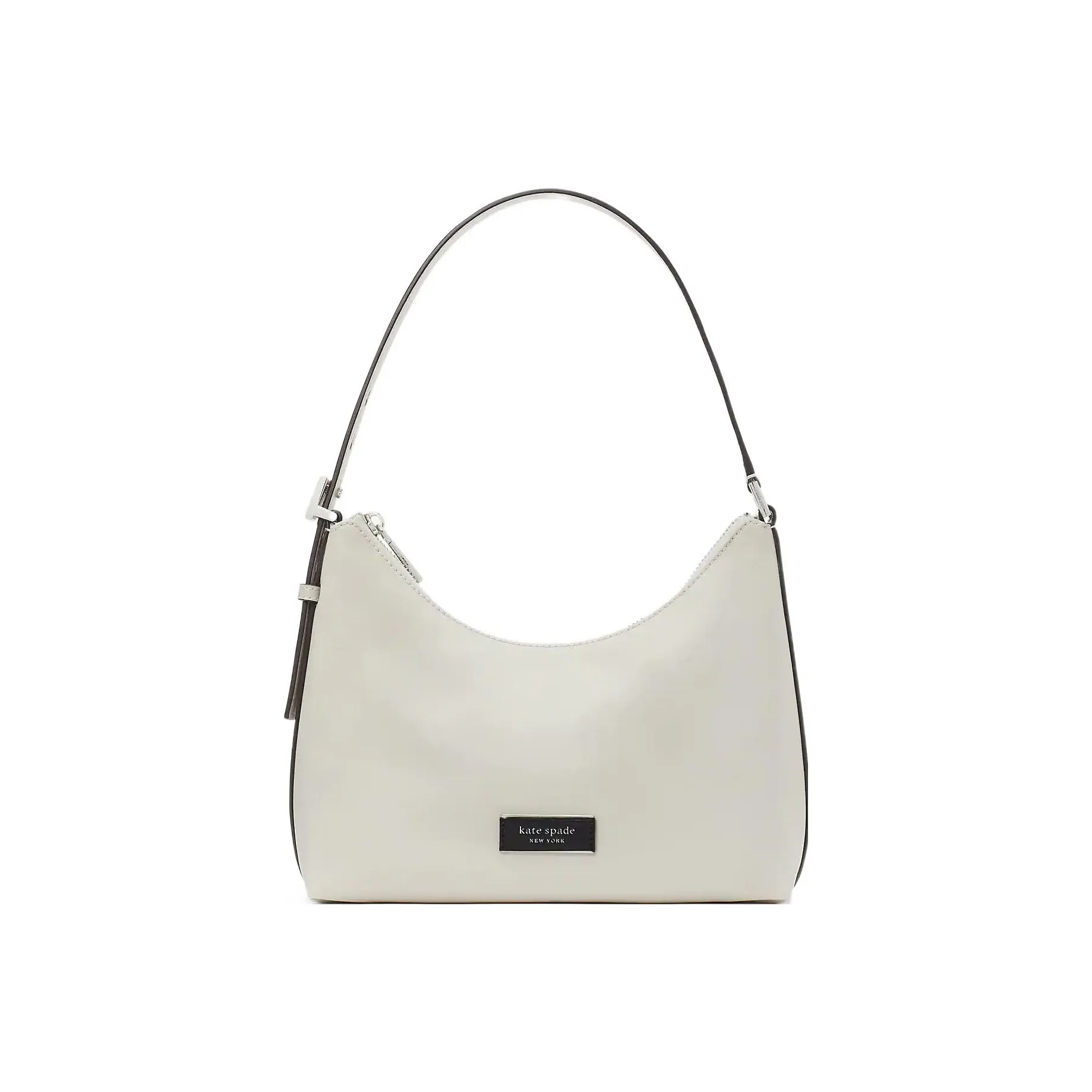 Kate Spade Sam Fabric With Cow Leather Crescent Bag, Saddle Bag, Handbag, Shoulder Bag Women's White