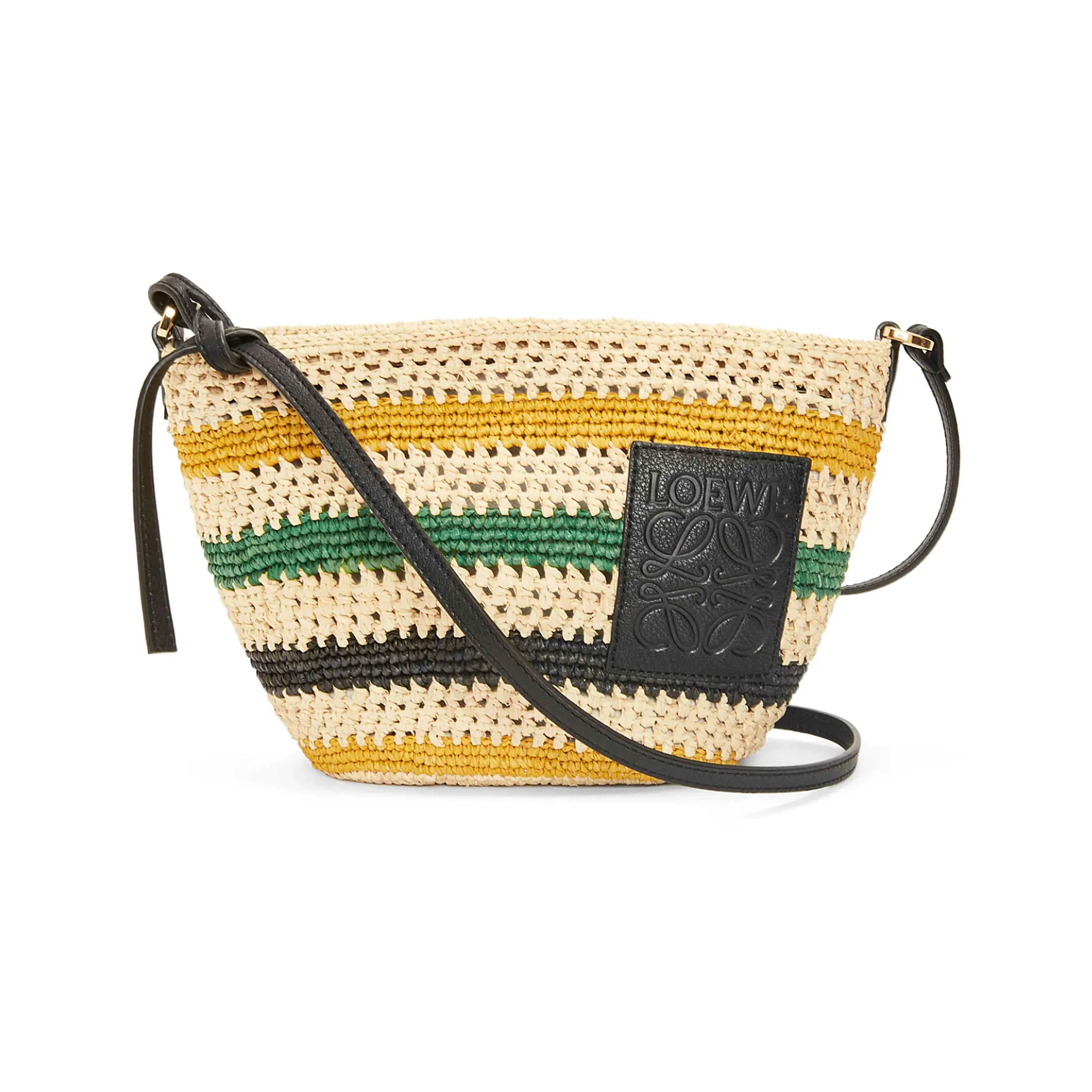 LOEWE Basket Raffia Fiber With Cow Leather Shoulder Bag, Crossbody Bag Regular Women's