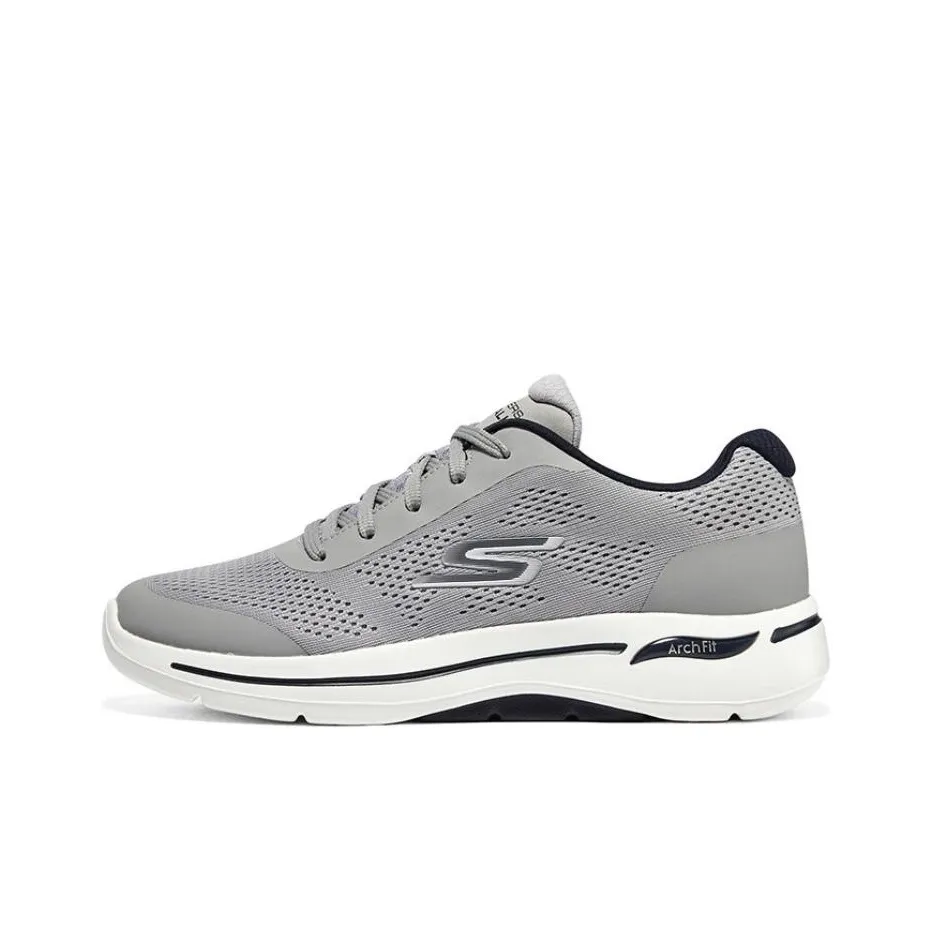 Skechers Go Walk Arch Fit Амортизация Износостойкий Низкий Топ Casual Мужской Серый Белый