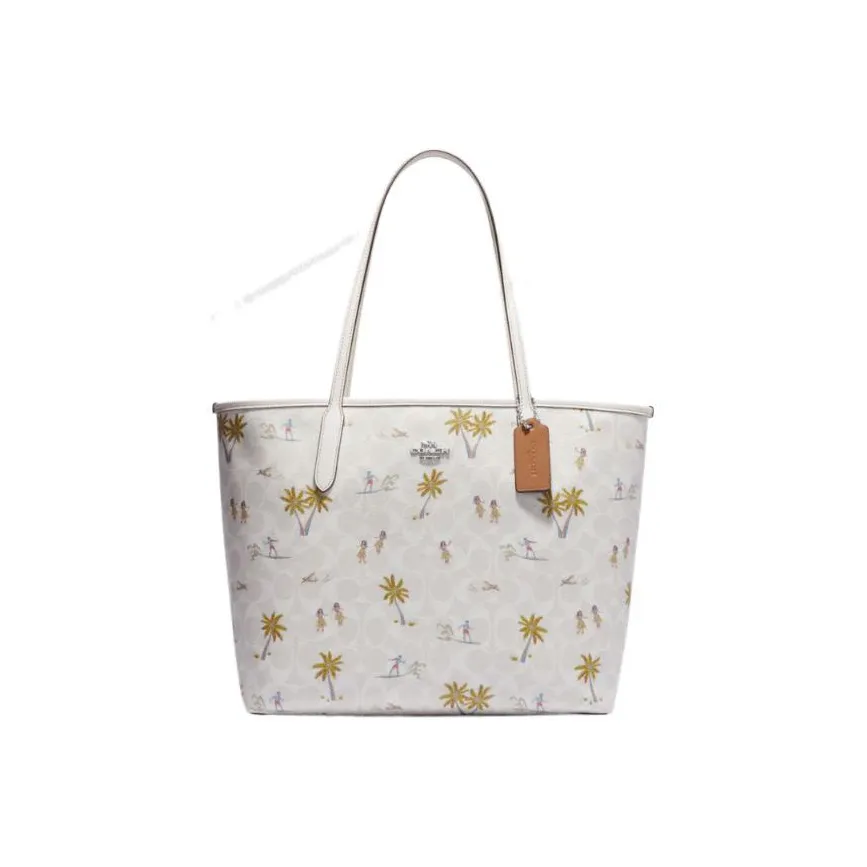 COACH City Leather Tote Bag, Shopping Bag, Tote Handbag, Shoulder Bag Women's White