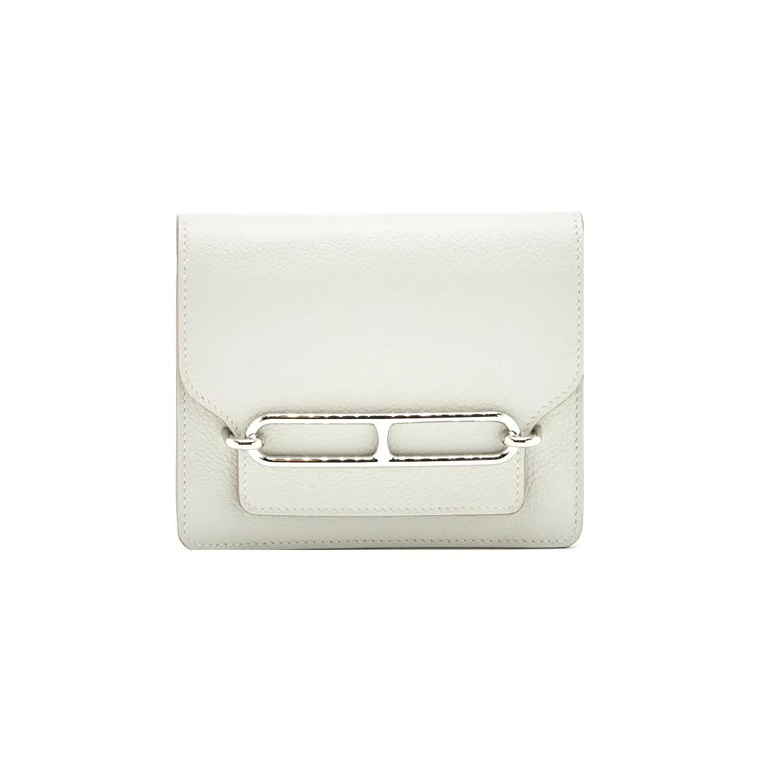HERMES Roulis Evercolor Calfskin Pig Nose Bag Wallet Women's 80Gris Perle Pearl Gray