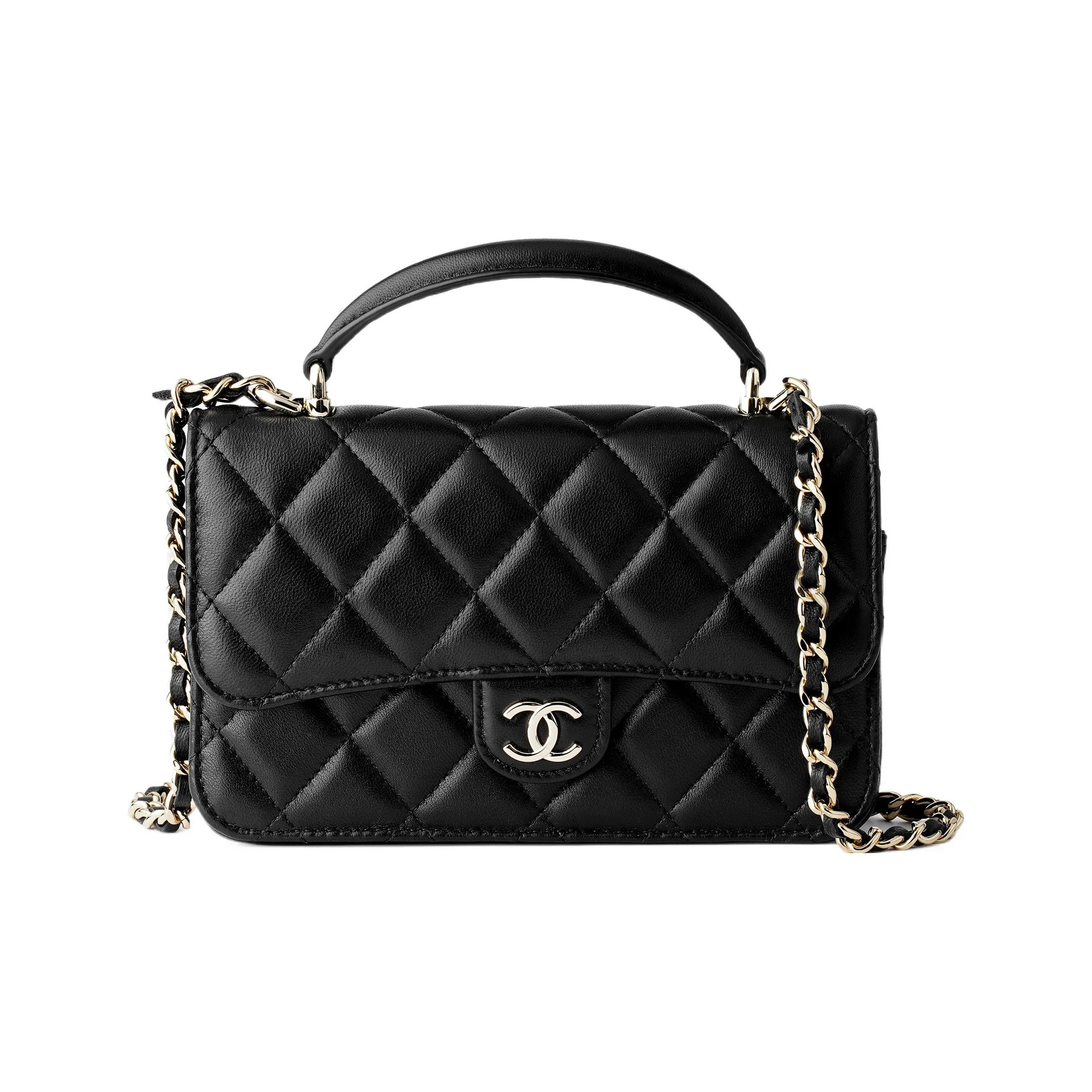 CHANEL Clutch/Phone Holder With Chain Black