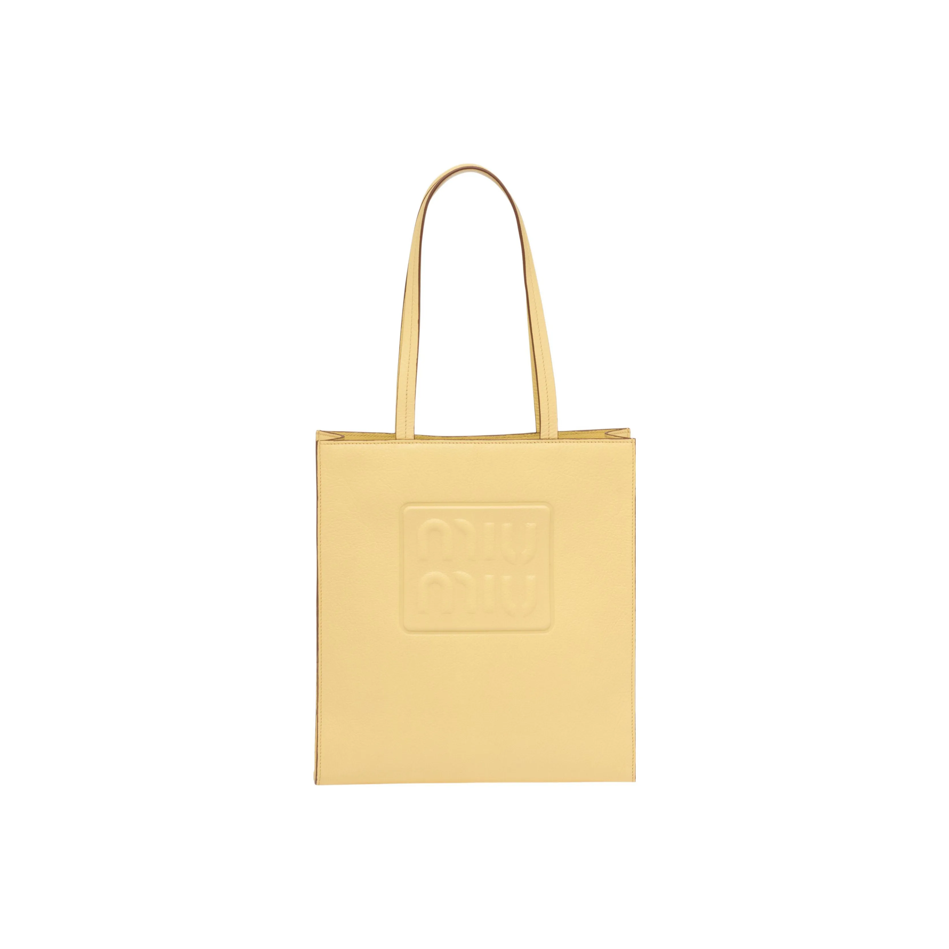 MIU MIU Leather Tote Bag, Shopping Bag, Handbag Women's Lemon