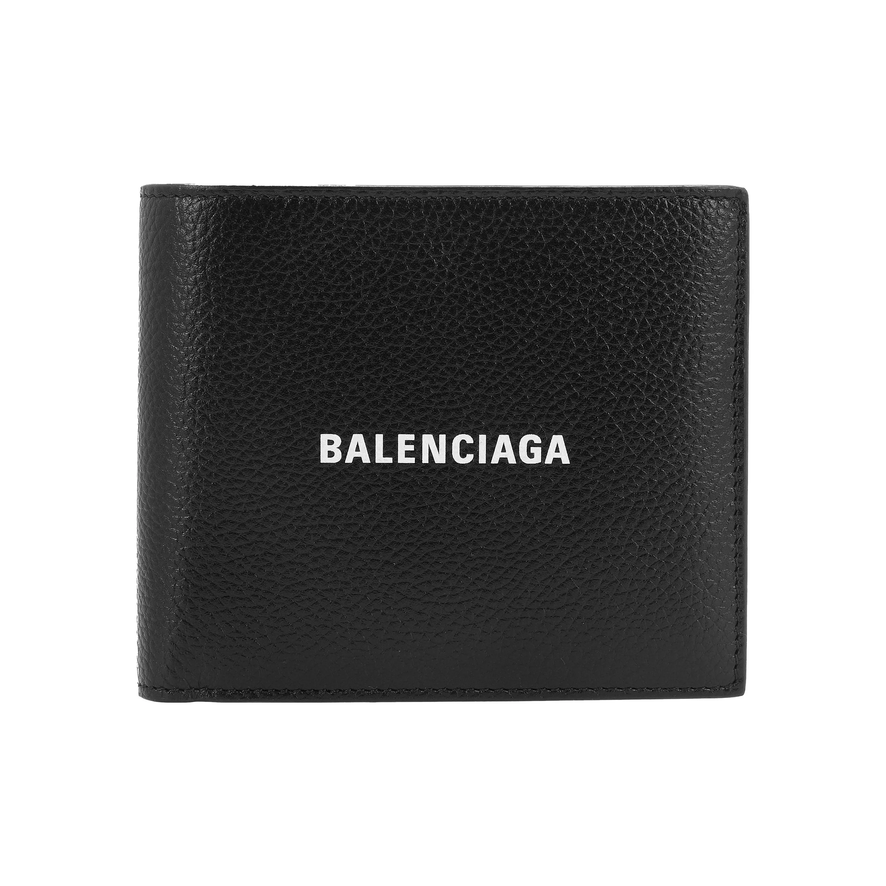 Balenciaga Cow Leather Card Holder Wallet Unisex Black