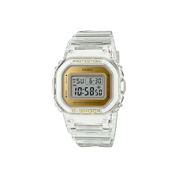 CASIO Liquid Crystal Analog Dual Display Series SHOCK Кварцевый механизм Смольный ремешок Часы Унисекс Золотой циферблат