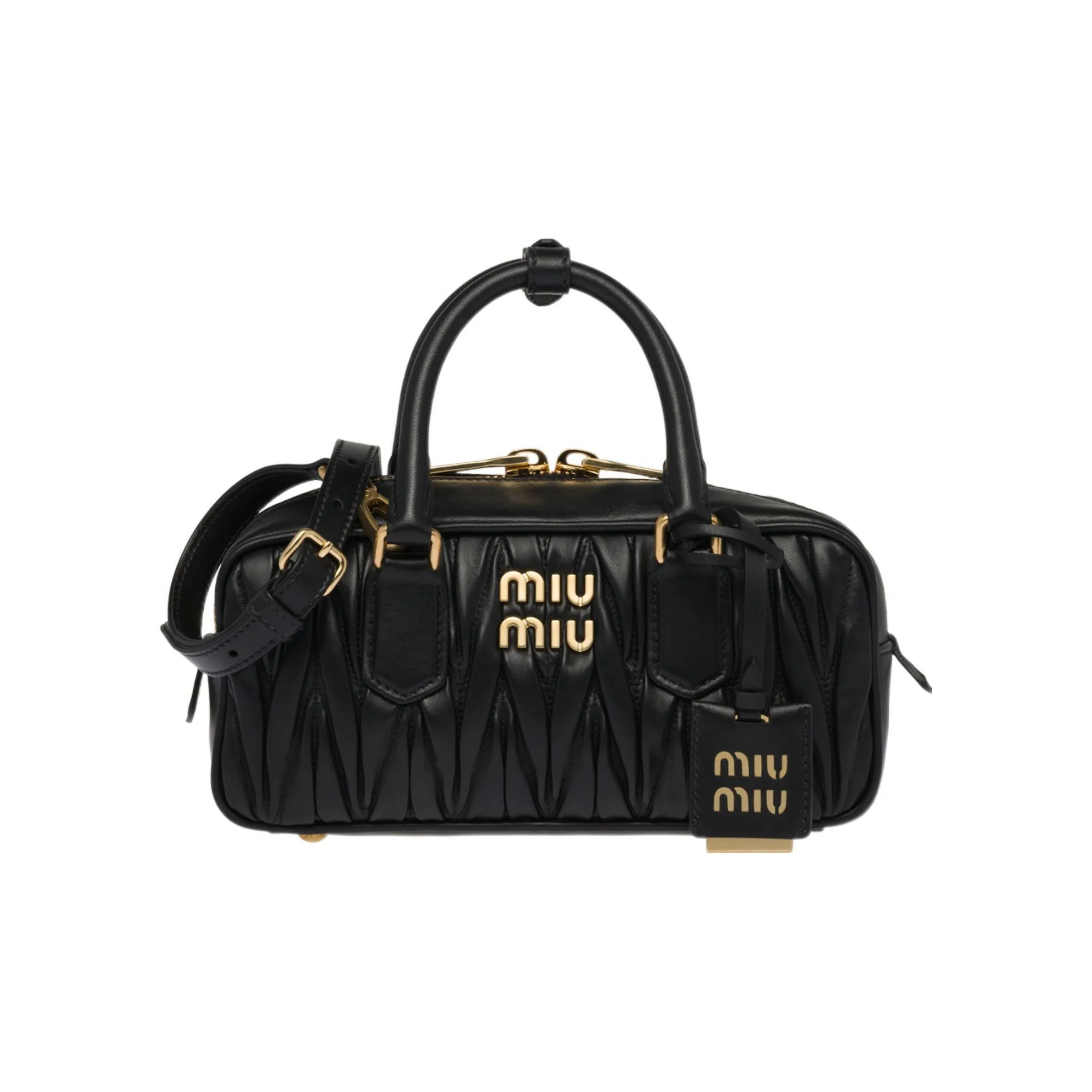 MIU MIU Matelassé Soft Sheep Leather Shoulder Bag Crossbody Bag Handbag Regular Women's Black
