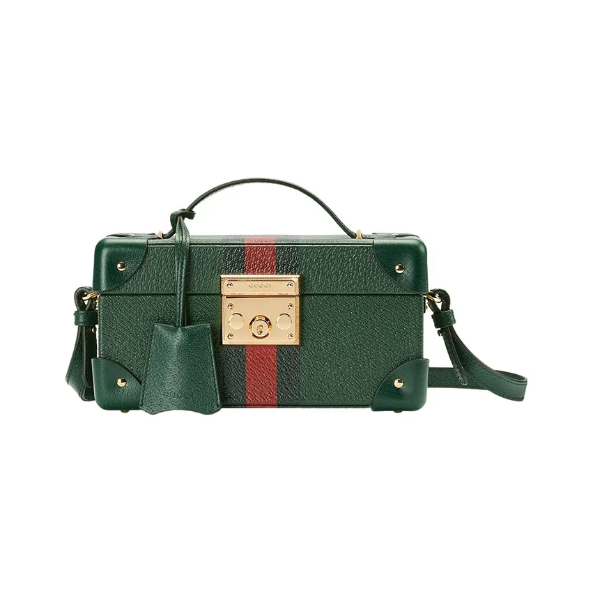 GUCCI Leather Wrist Watch Box, Handbag, Shoulder Bag, Crossbody Bag Women's Green