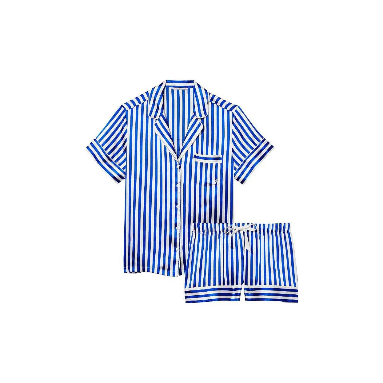 Victoria's Secret Satin Short Pajama Set Pajama Set Women's Blue Stripes