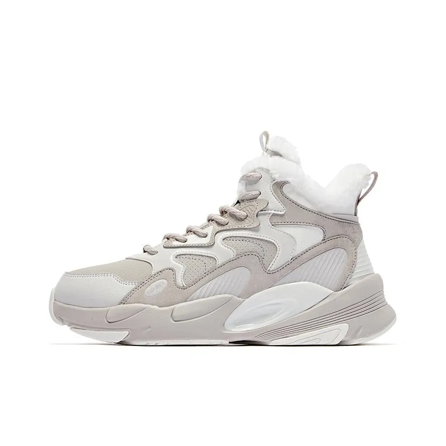 QIAODAN Slip Resistant Lightweight Height Increasing High Top Sports Casual Shoes Women's Gray