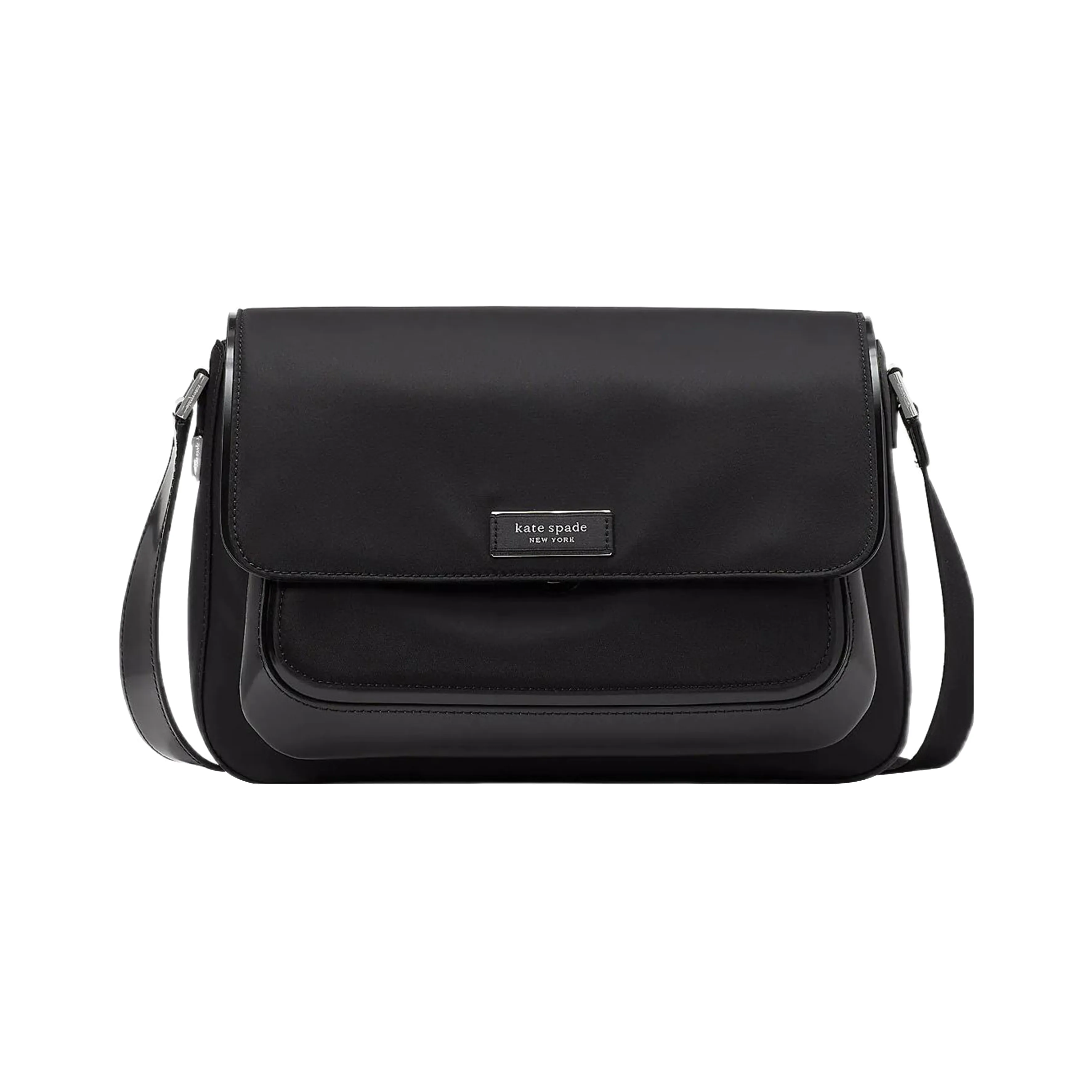 Kate Spade Sam Smooth Leather Trim Messenger Bag, Shoulder Bag, Crossbody Bag Women's Black