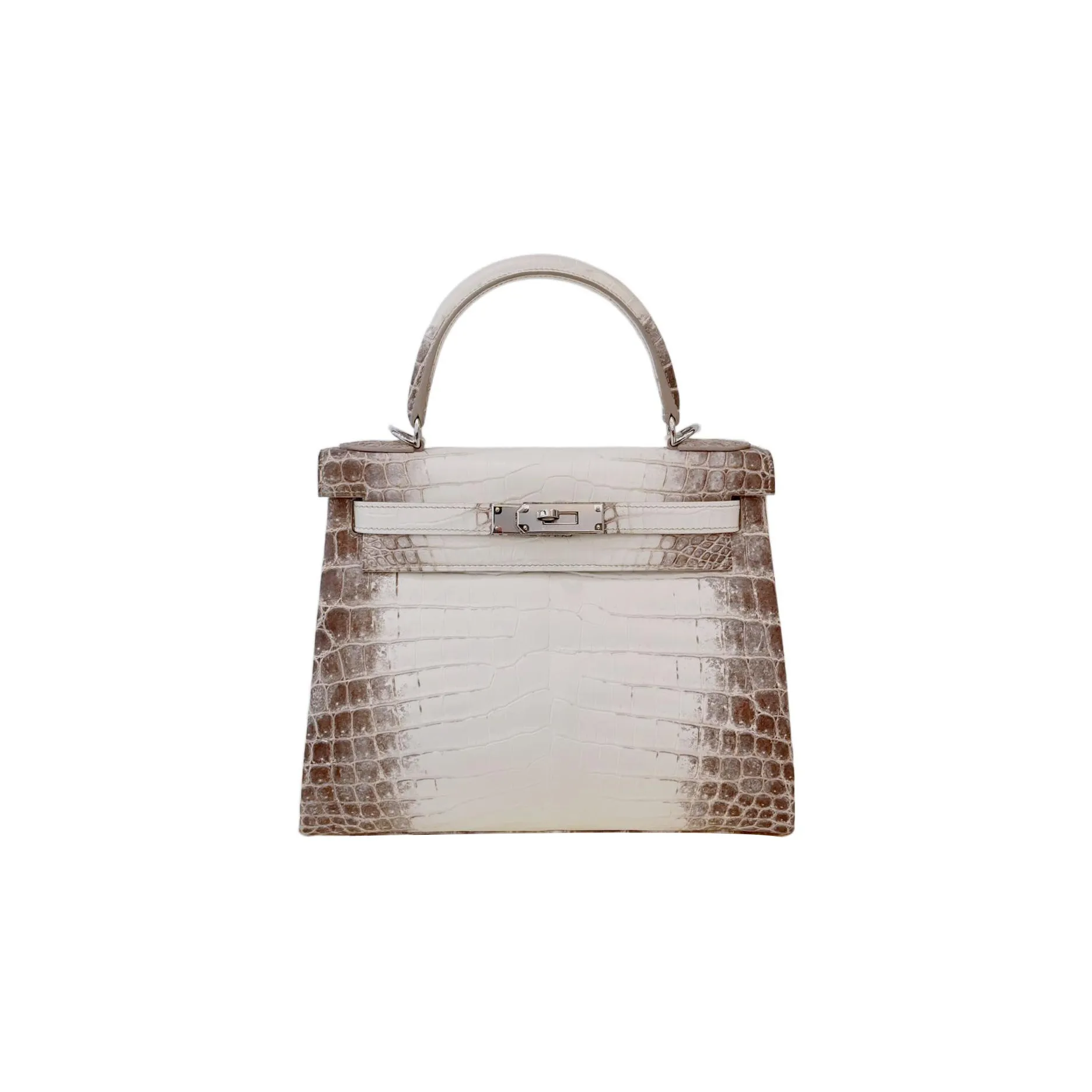 HERMES Kelly Matte Crocodile Leather Kelly Bag Handbag Women
s Beige