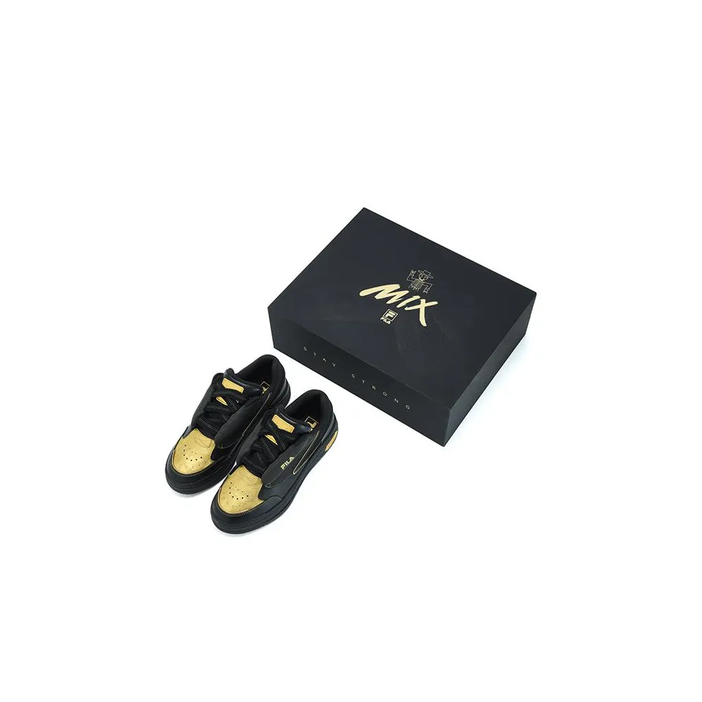 FILA MIX Black Gold Shoes Low Top Skateboard Shoes Women's Black Gold