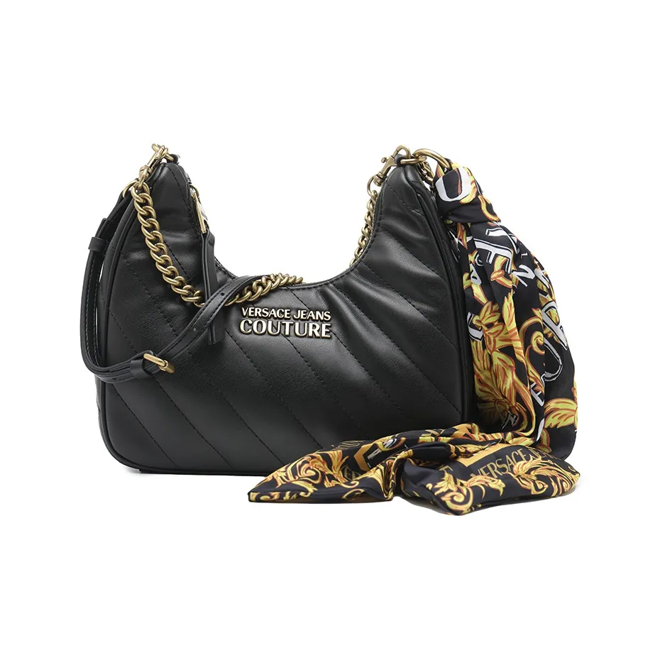 VERSACE JEANS COUTURE Polyester Crescent Bag, Shoulder Bag, Crossbody Bag Trumpets Women's Black