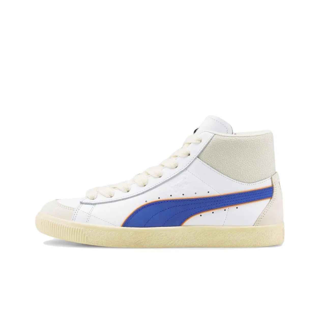 RHUIGI Villaseñili X PUMA Clyde Устойчивые к истиранию Дышащие MID Скейтбординг Кроссовки Мужские Белый Синий