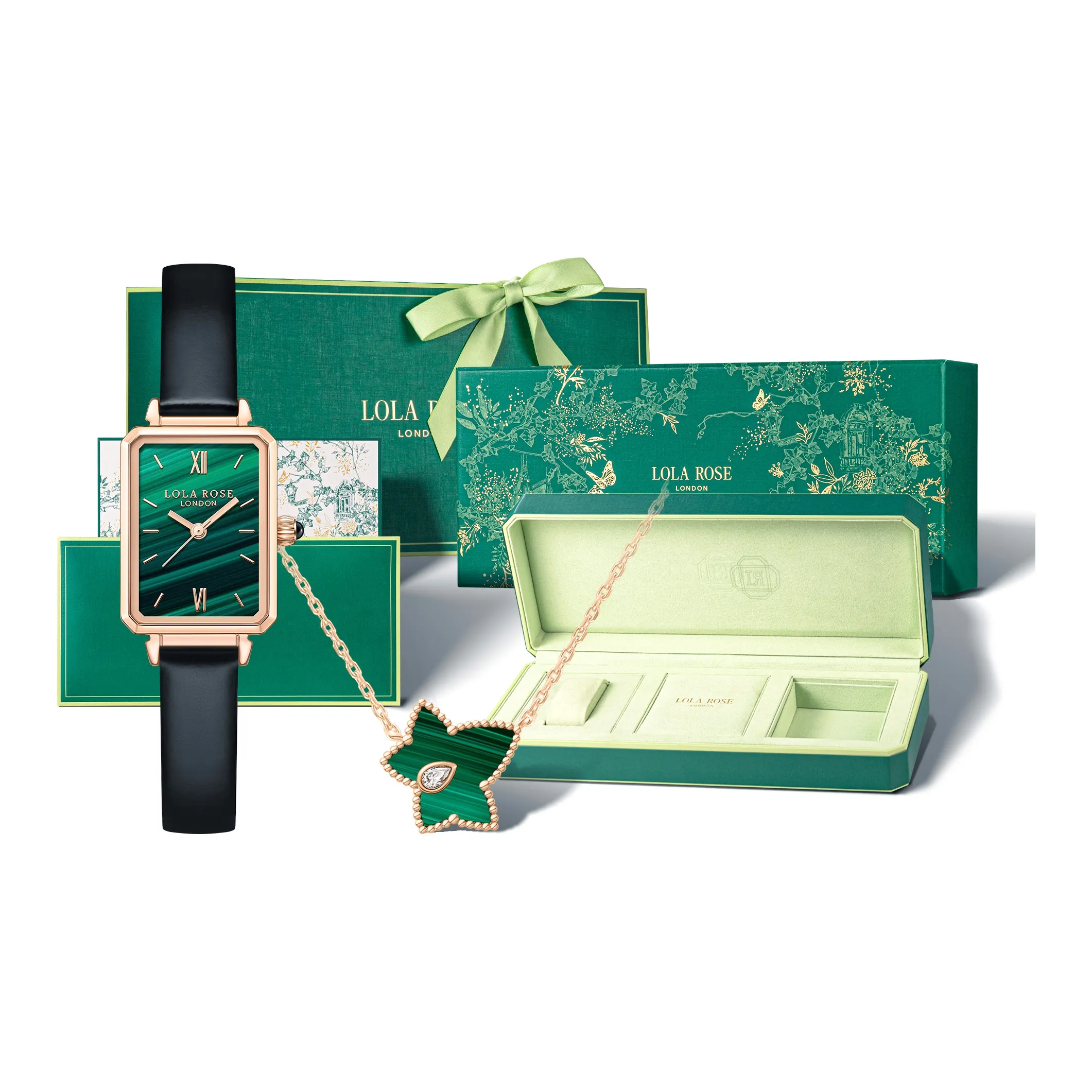 Lola Rose Женские часы Кварцевый механизм Естественная кожа Ремешок Зеленый циферблат