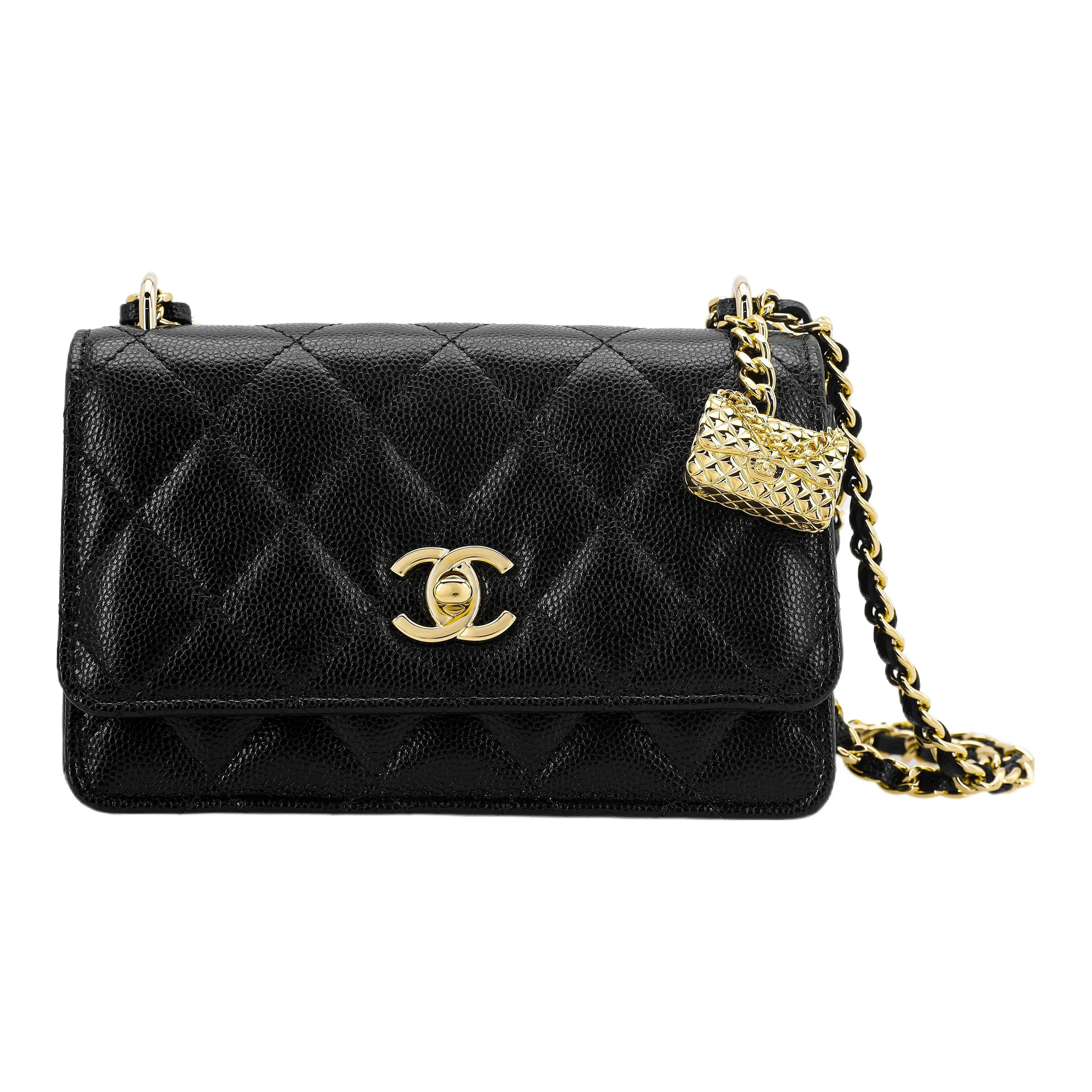 CHANEL Mini Wallet On Chain With Bag Charm Black