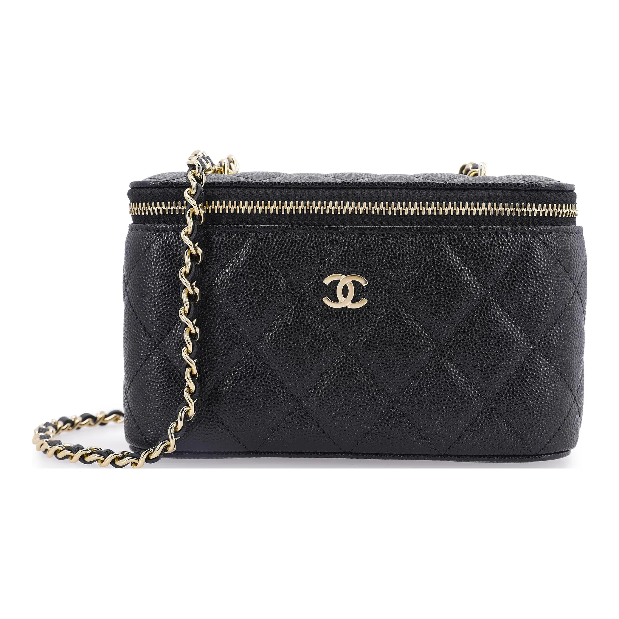 CHANEL Cow Leather Box Bag Makeup Bags Shoulder Bag Crossbody Bag Unisex Black