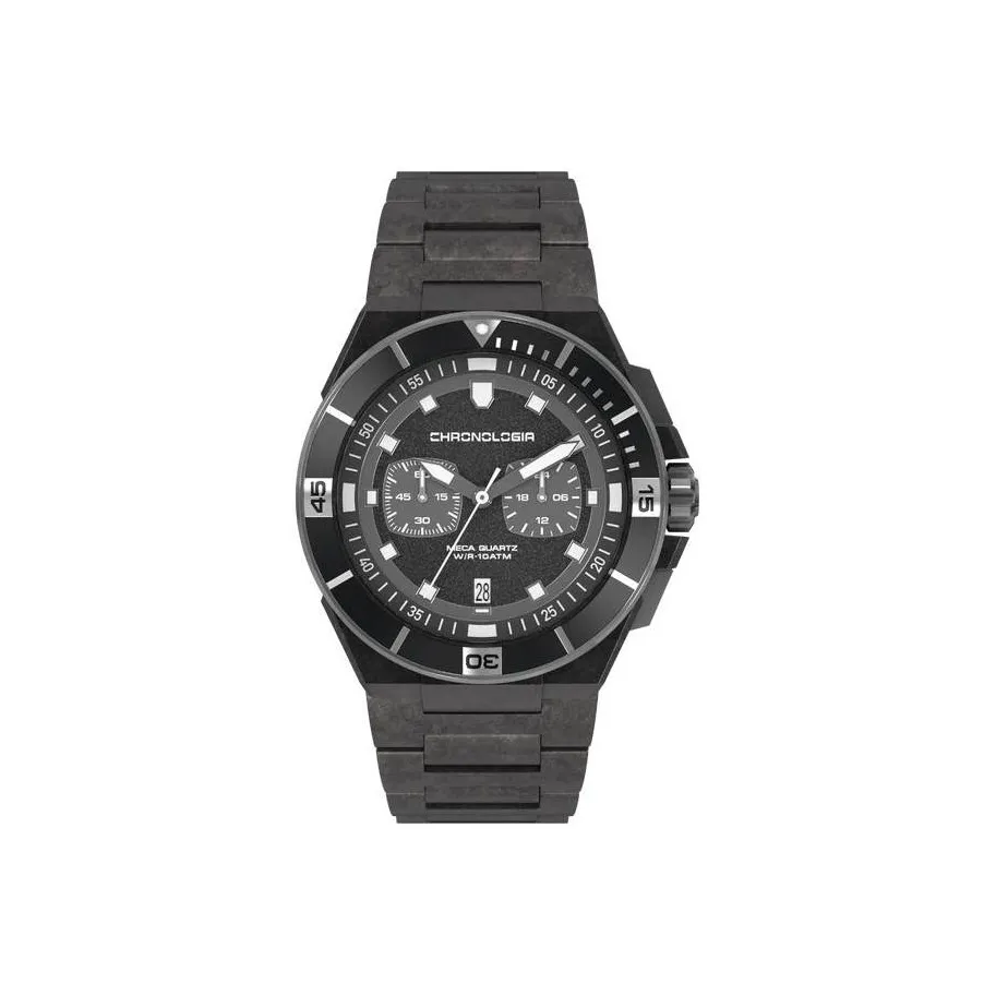 CHRONOLOGIA Tracker Collection Мужские часы Кварцевый механизм Черный циферблат Часы 85561 A