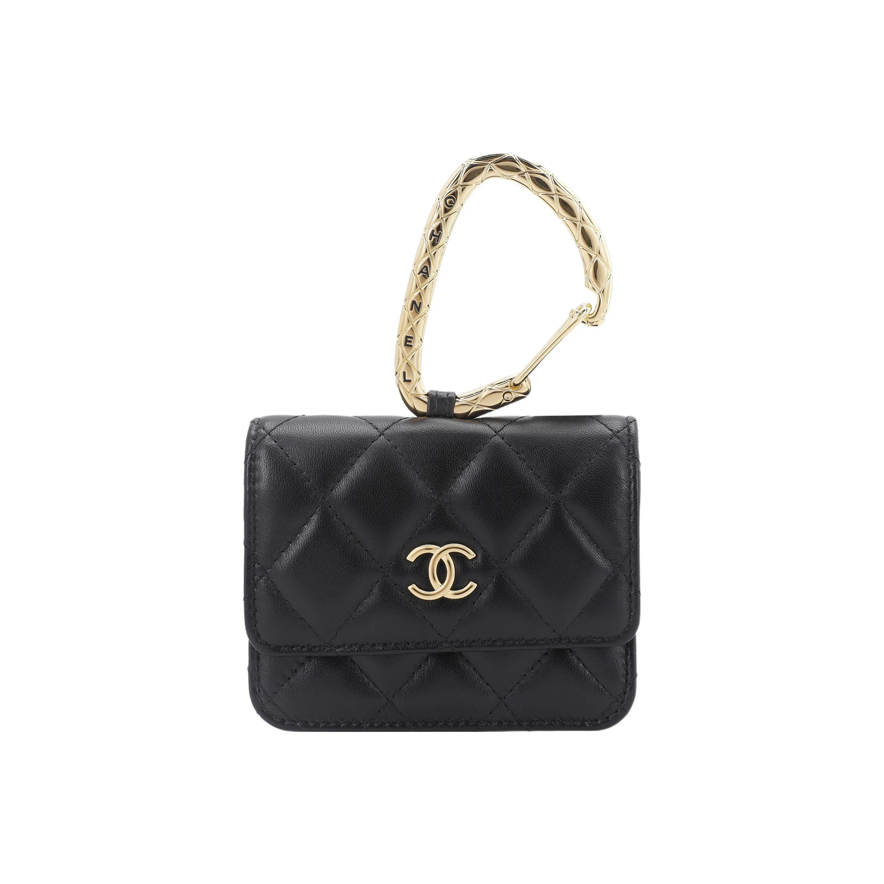 CHANEL Sheepskin Coin Purse, Card Holder Unisex Black