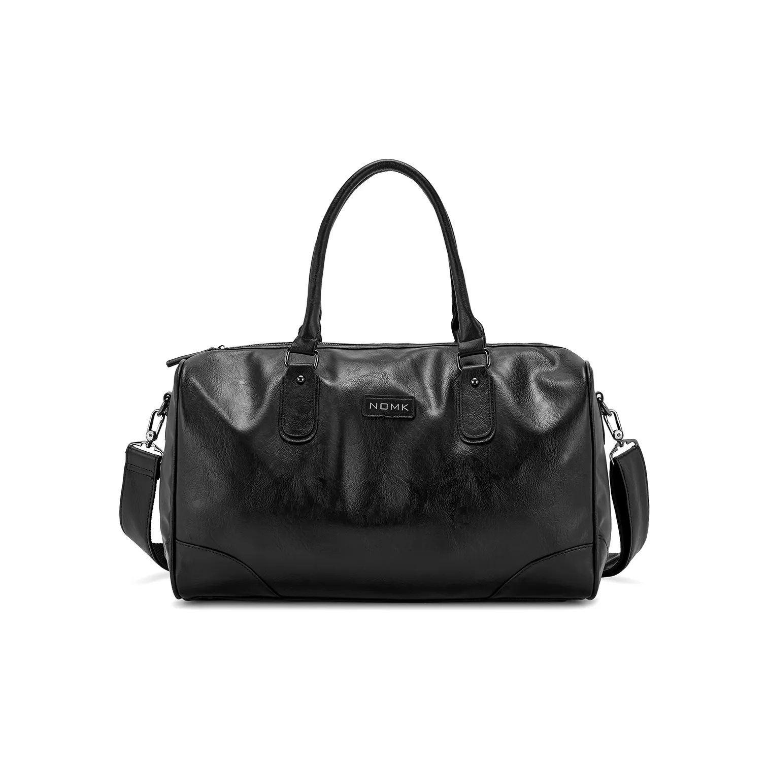 NOMK PU Sports Bag, Luggage Bag, Storage Bag, Training Bag, Travel Bag Large Unisex Black