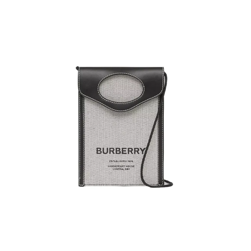 Burberry Leather And Canvas Phone Pouch Black/Gray