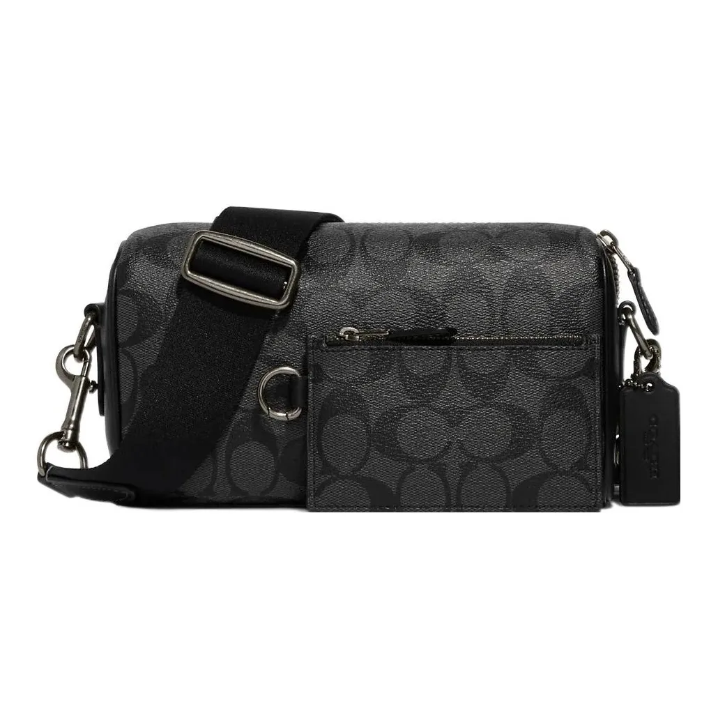 COACH AXEL Canvas With Leather Combo Bag, Shoulder Bag, Crossbody Bag Trumpets Men's Black