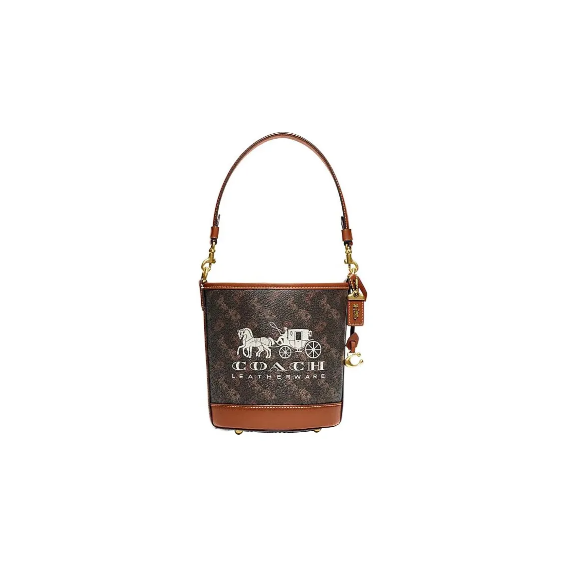 COACH DAKOTA Coated Canvas With Leather Bucket Bag, Handbag, Crossbody Bag, Shoulder Bag Trumpets Women's Black & Brown