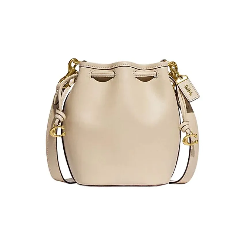 COACH Camila Cow Leather Bucket Bag, Shoulder Bag, Crossbody Bag Small Size Women's Ivory White