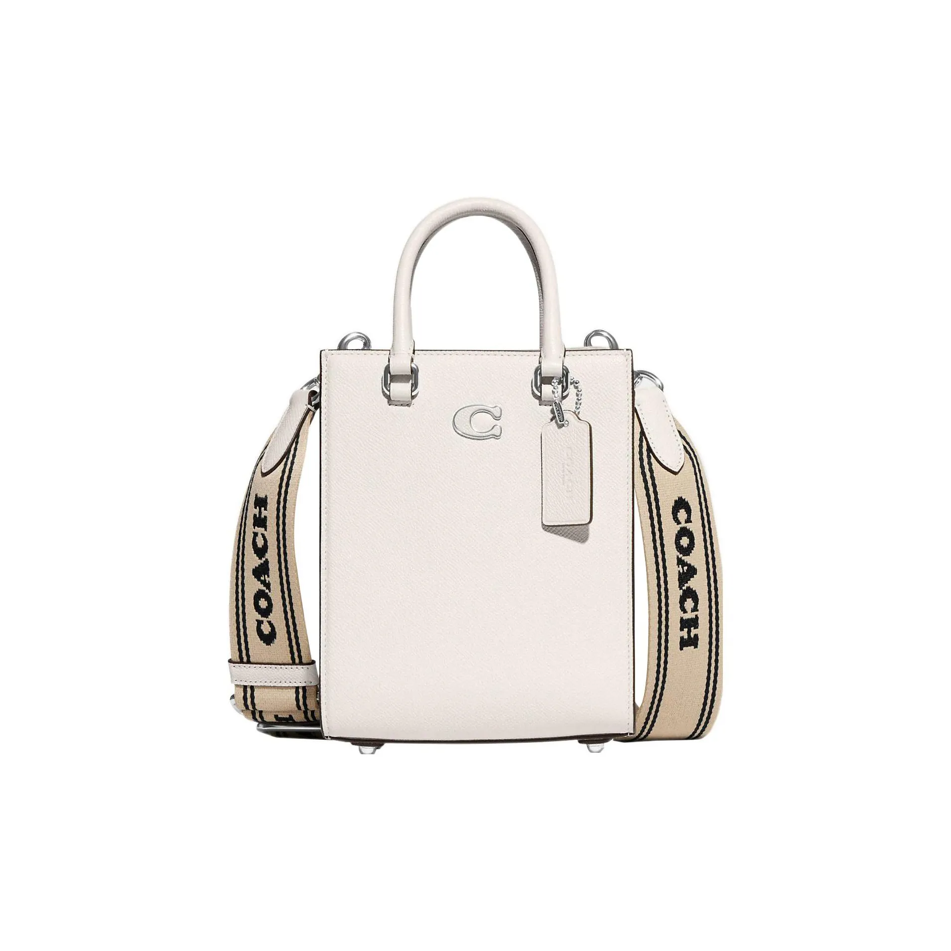 COACH Cow Leather Tote Bag, Shopping Bag, Handbag Trumpets Women's White