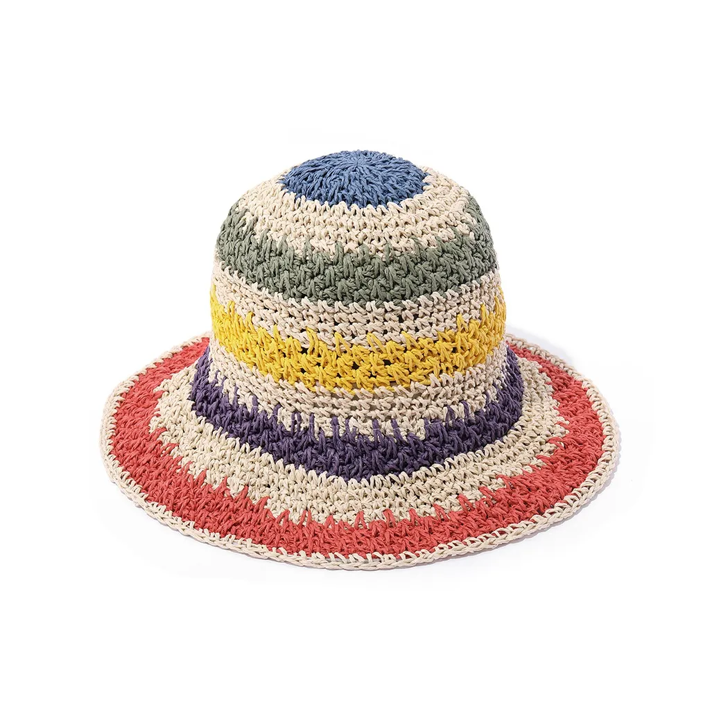 Clect Sun Protection Hats Women's Rainbow Beach Straw Woven Hat