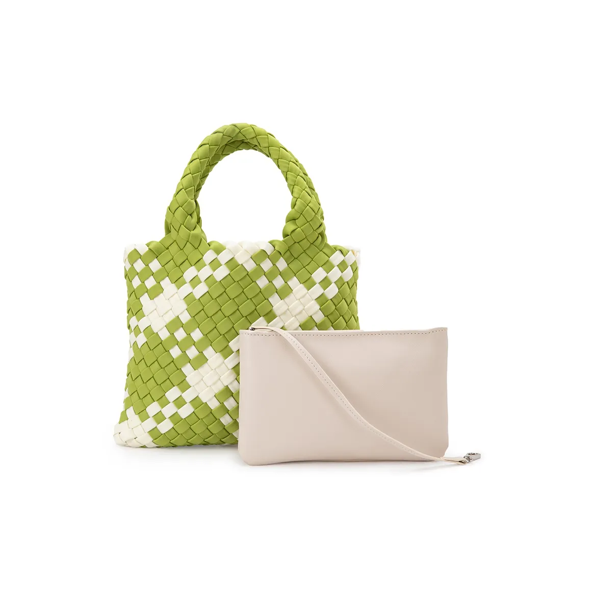 VENOF Cow Leather Handbag Medium Size Women's Don't Be Anxious Banana Green/Strange Violet
