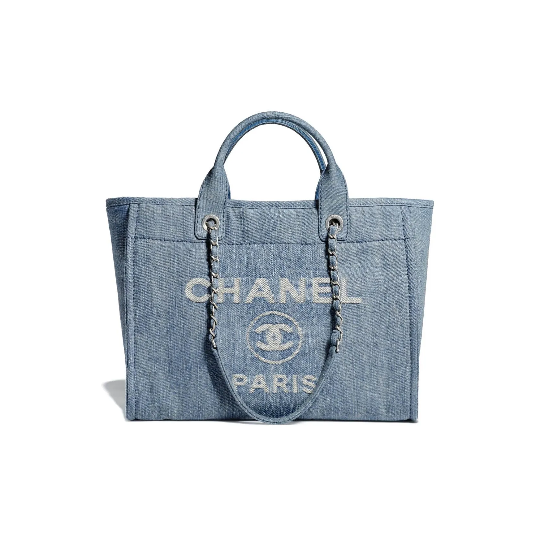 CHANEL Denim Beach Bag, Tote Bag, Shopping Bag, Shoulder Bag, Handbag Tubas Women's Blue