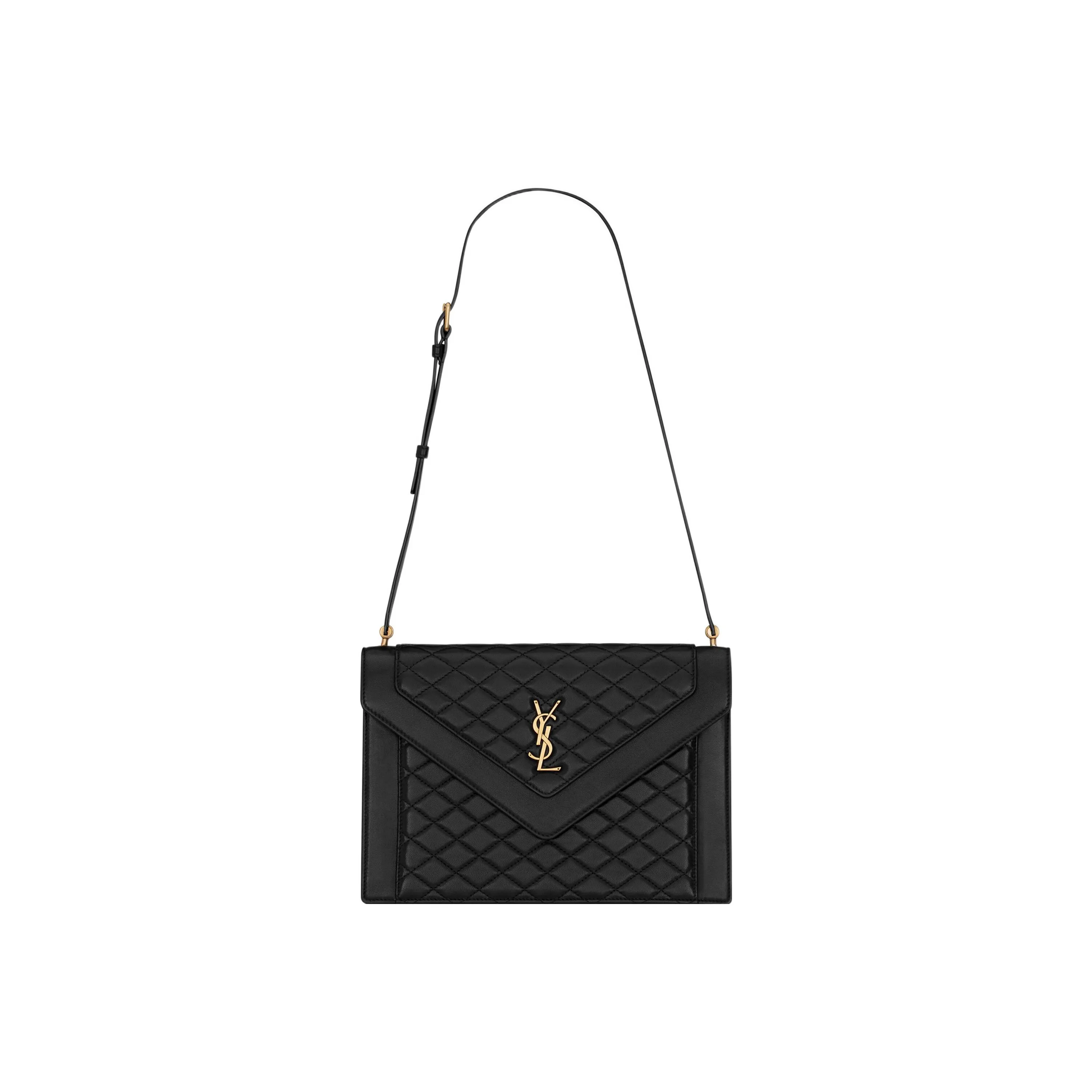 SAINT LAURENT GABY Lambskin Envelope Bag, Shoulder Bag, Crossbody Bag, Handbag Women's Black