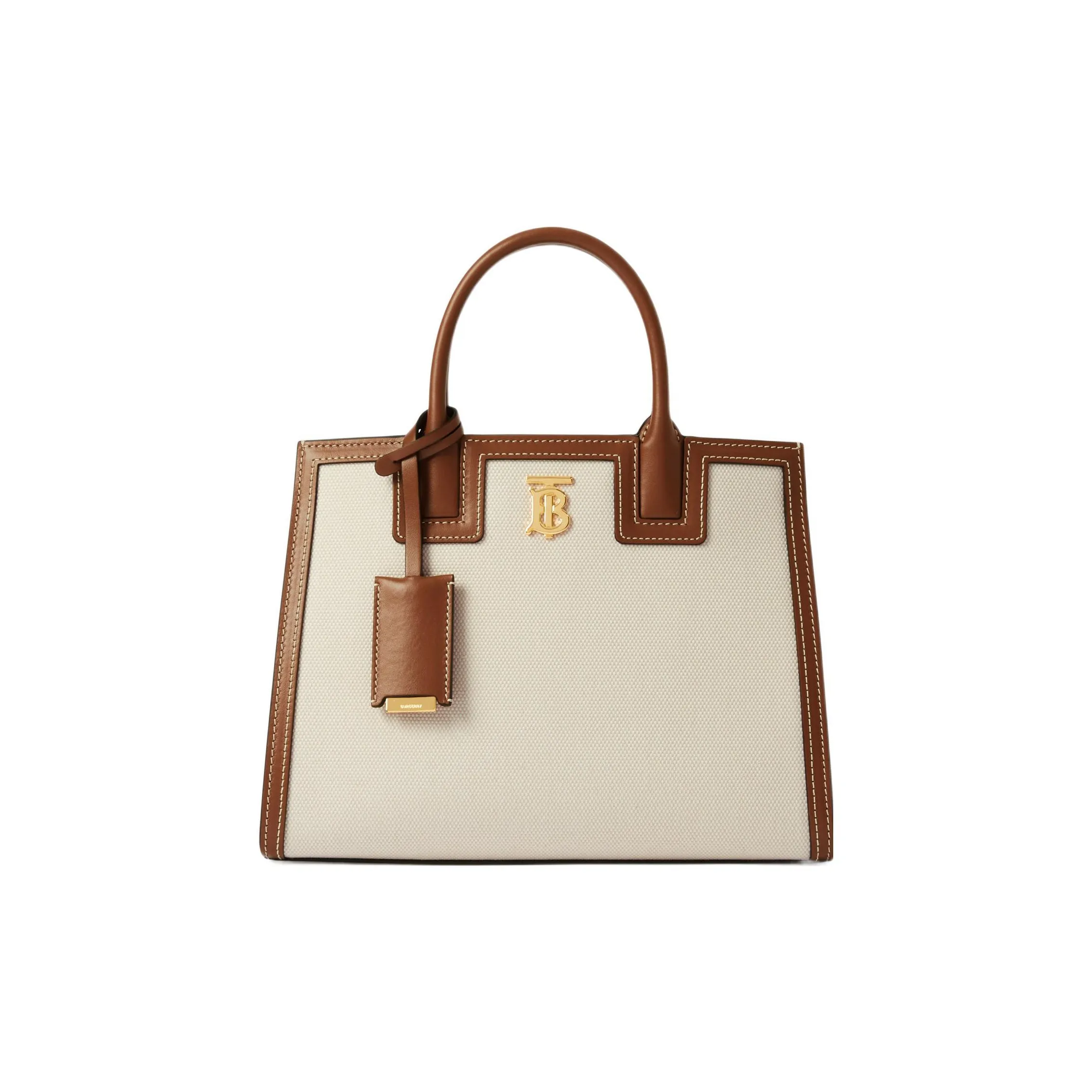 Burberry Frances Calfskin With Cotton Shoulder Bag Crossbody Bag Handbag Mini Women's Natural/Malt Brown