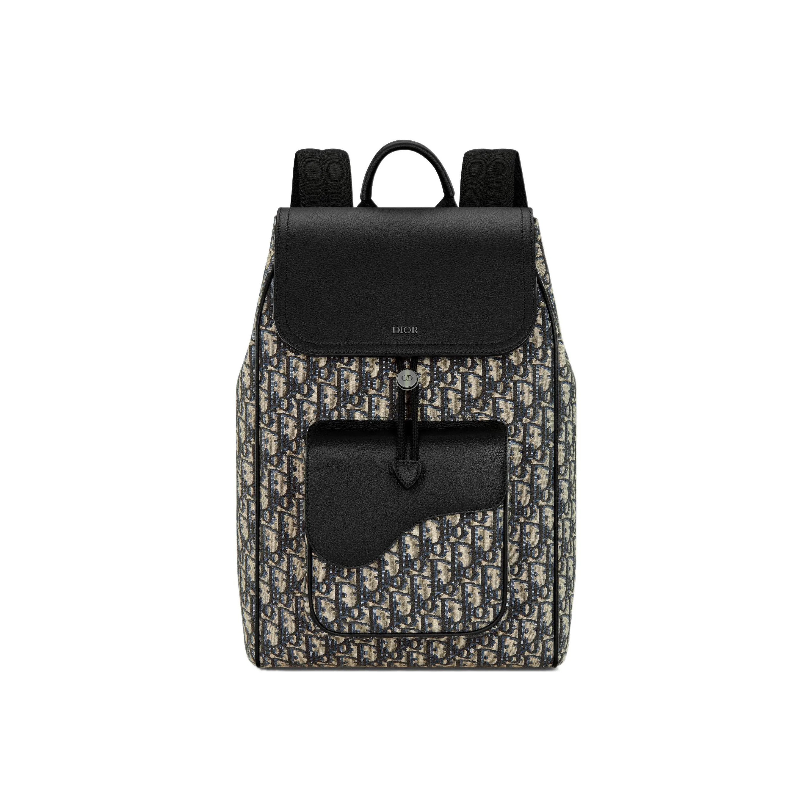 DIOR Grained Calfskin Backpack Regular Men's Beige & Black