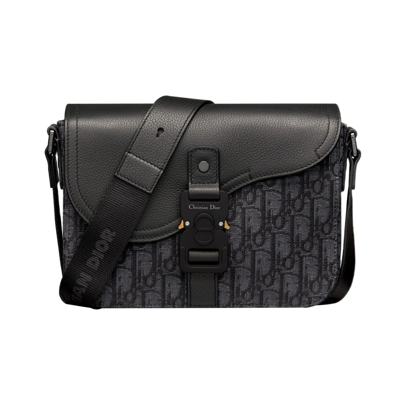 DIOR Grained Calfskin Saddle Bag, Messenger Bag, Crossbody Bag, Shoulder Bag Men's Black