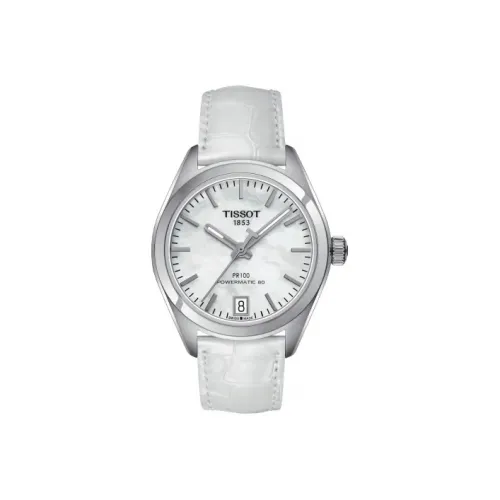Tissot Автоматический Механический Movement Женские Часы PR100 Collection 33 мм Жемчужная Раковина Цвет