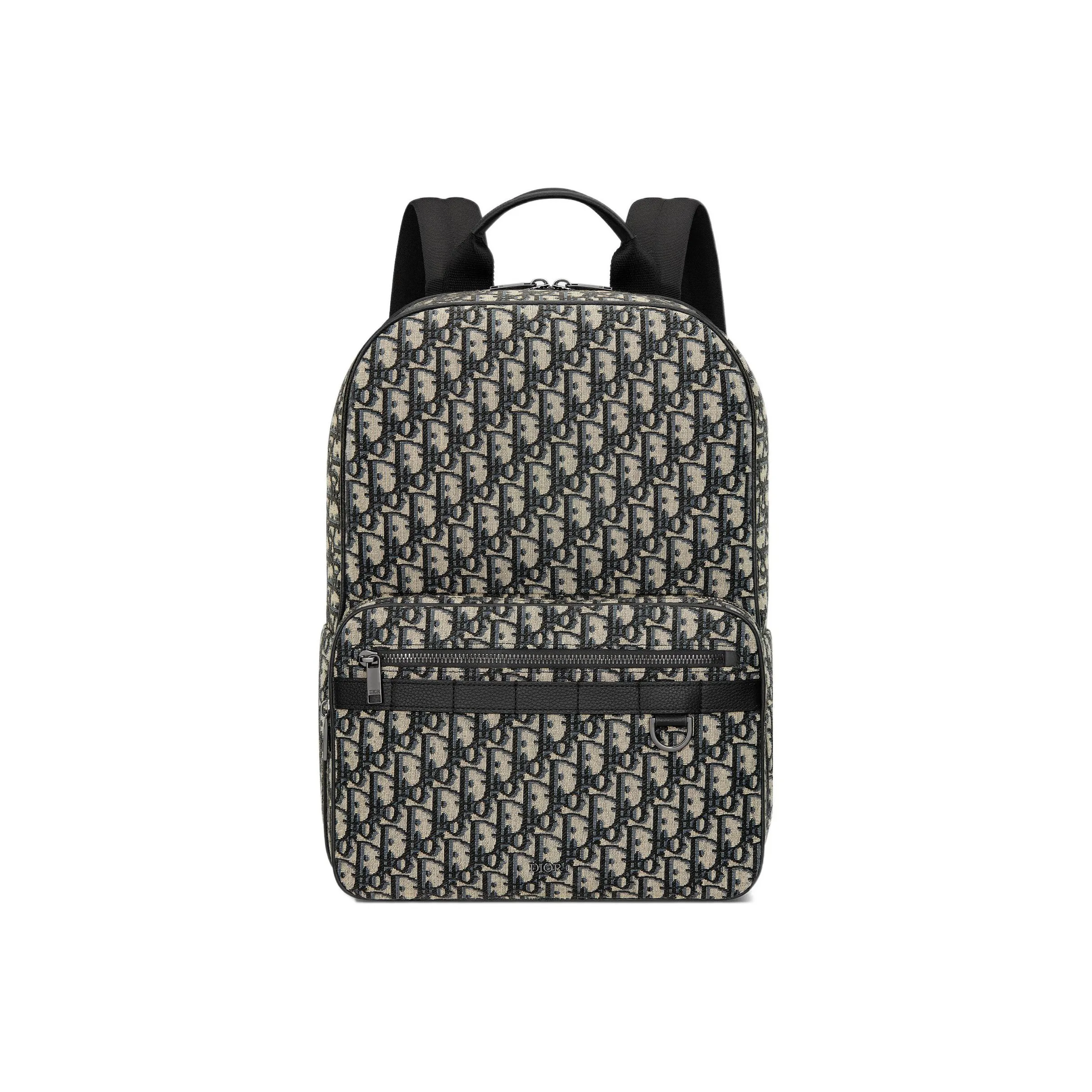 DIOR Leather Nylon Backpack Regular Men's Beige/Black