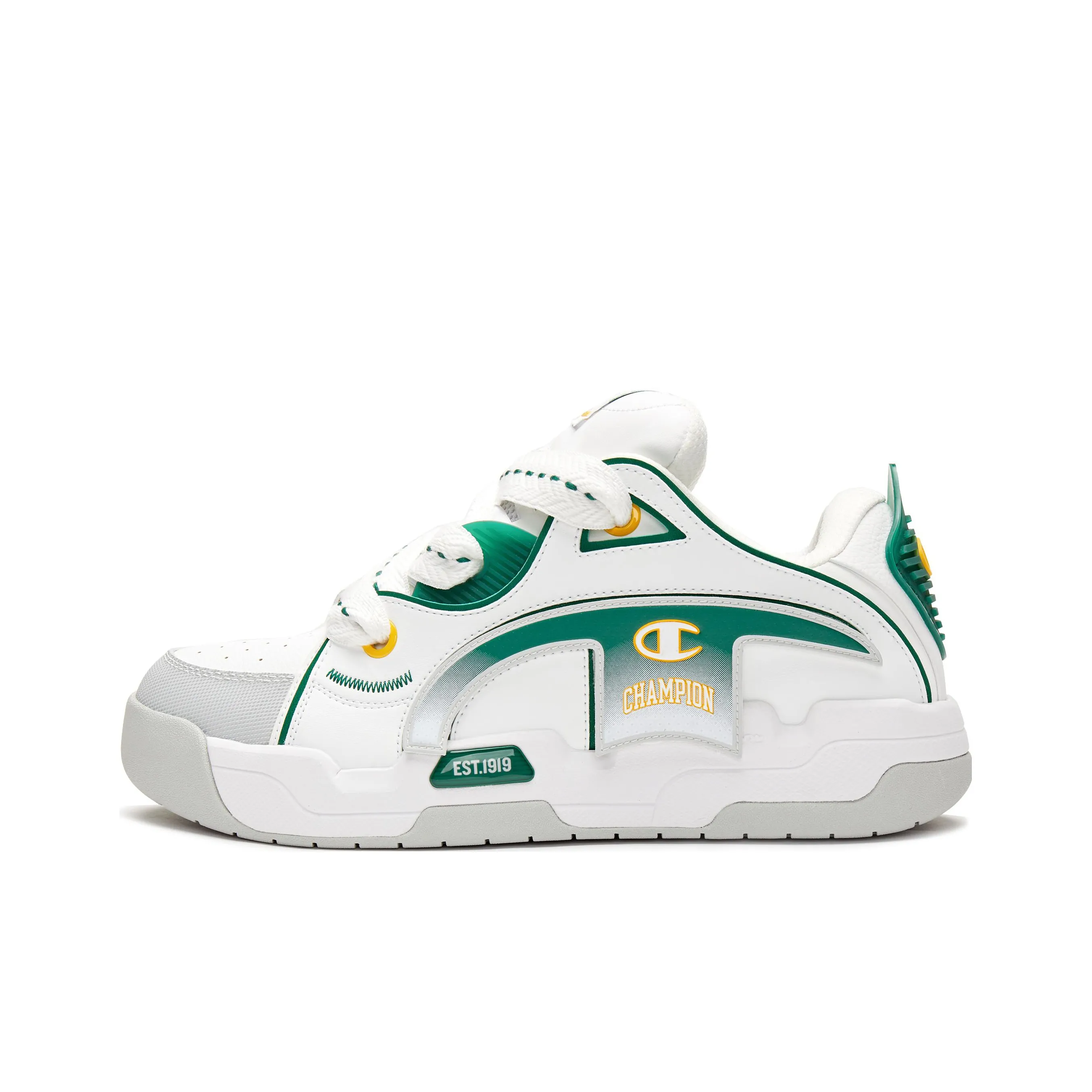 Champion Anti Slip Wear Resistant Low Top Skateboard Shoes Men's White Green