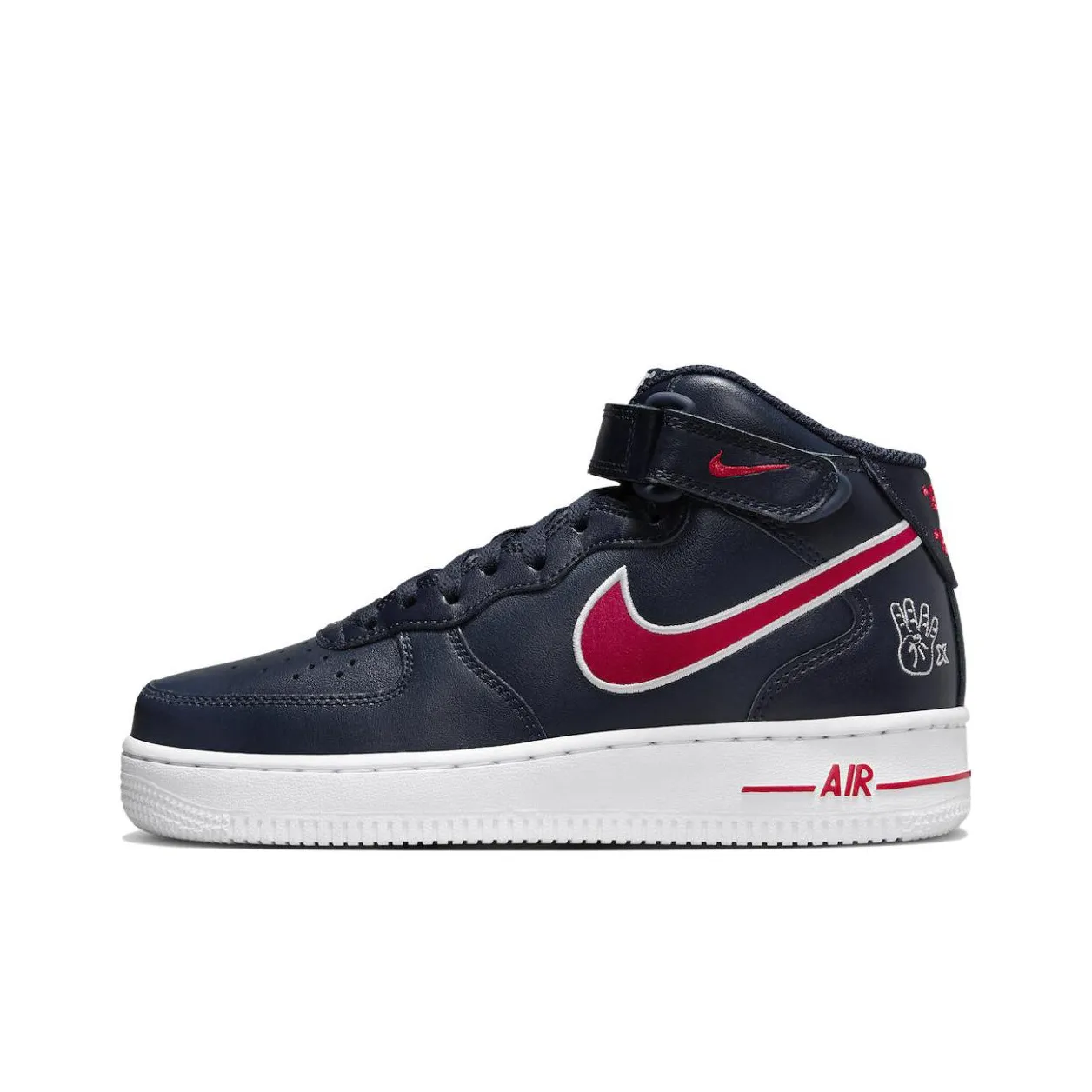 Nike Air Force 1 '07 Mid Obsidian University Red White Wolf Grey Women's