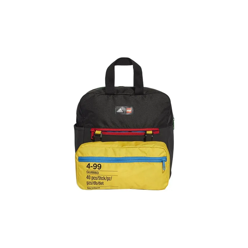Adidas LEGO Building Block, Collaboration Polyester Backpack Men's Black & Yellow & Green & Red